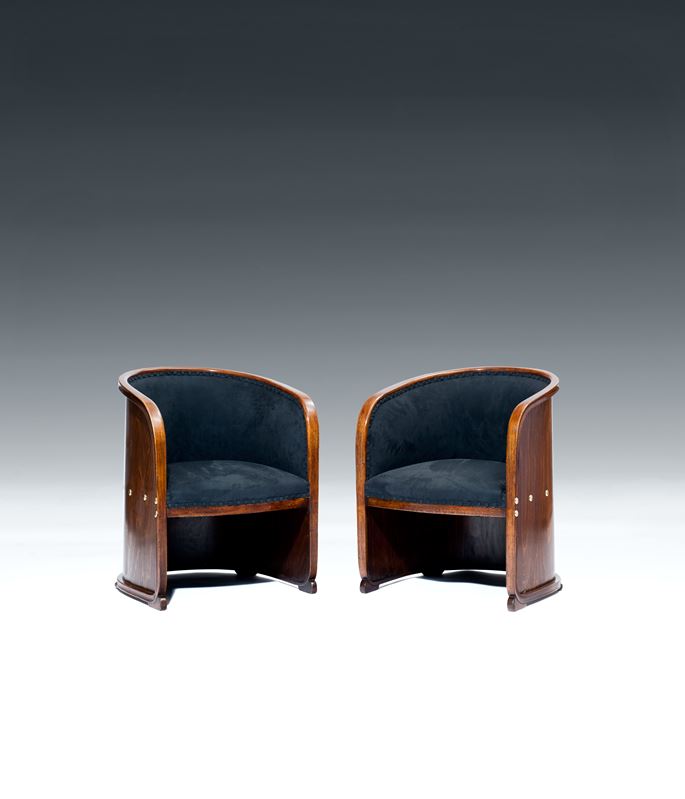 Josef  Hoffmann - TWO ARMCHAIRS so-called BARREL CHAIRS | MasterArt
